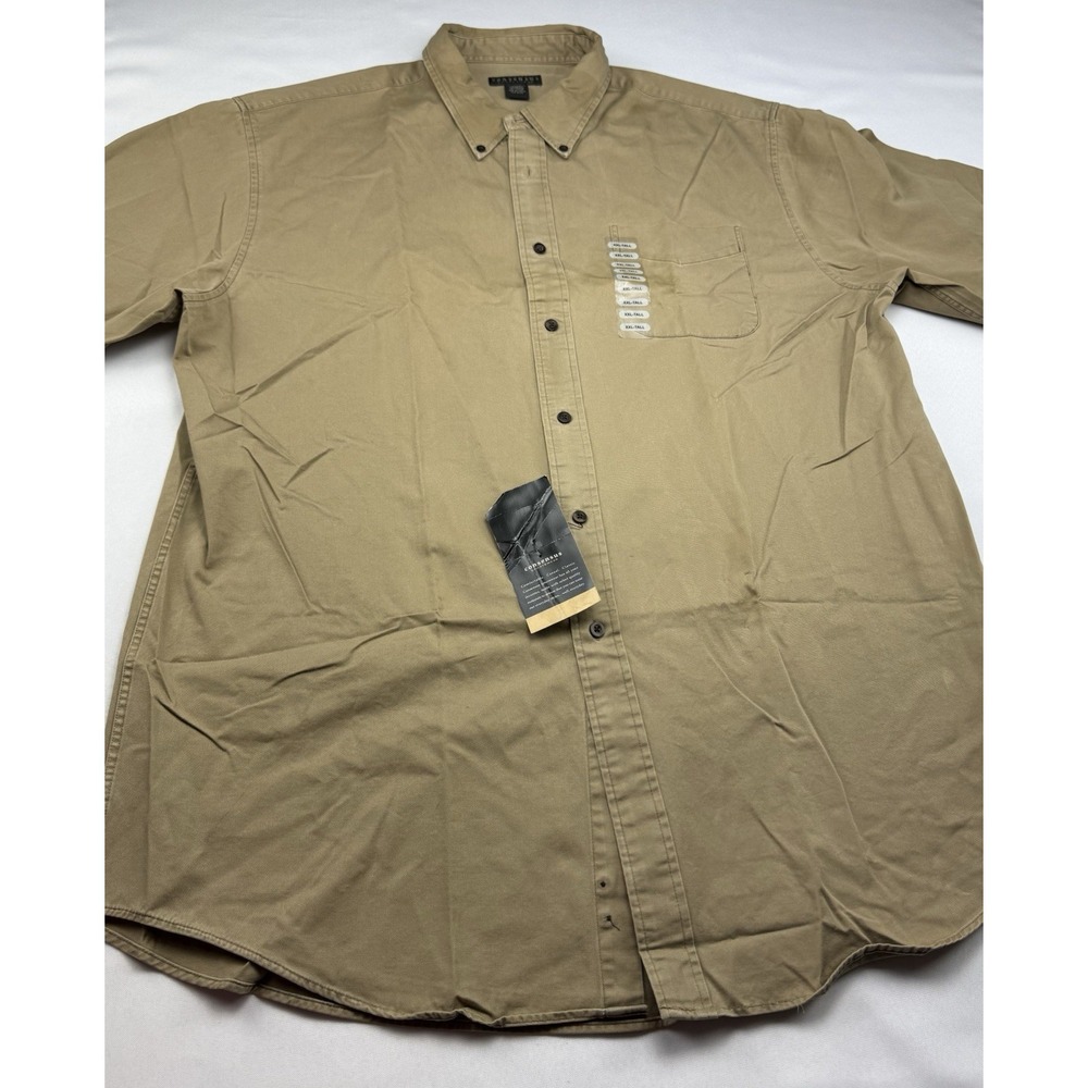 ConsensUS Sportswear Mens XXL Tall Button‎ Down Shirt Tan NWT Cotton